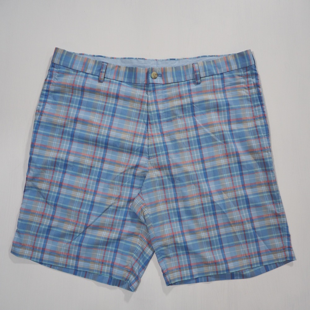 Peter Millar Shorts Mens 38 Blue Madras Plaid Featherweight Performance Golf